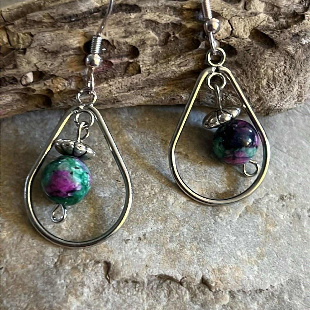 Dyed Jasper Teardrop Earrings.